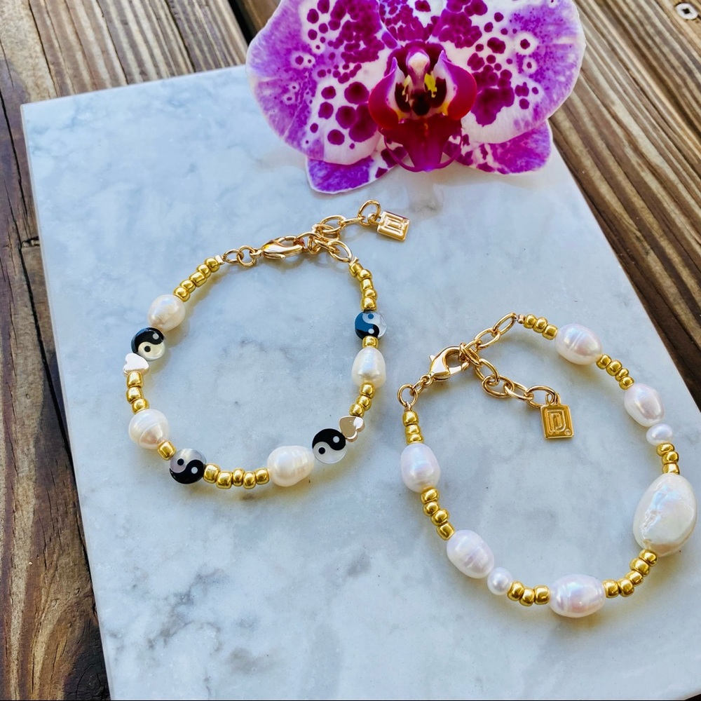 DANNIJO Valeria Bracelet Freshwater Pearl Yin Yang set NWT - Picture 10 of 16